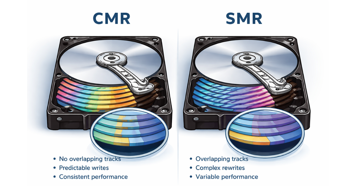 CMR vs SMR track layout comparison