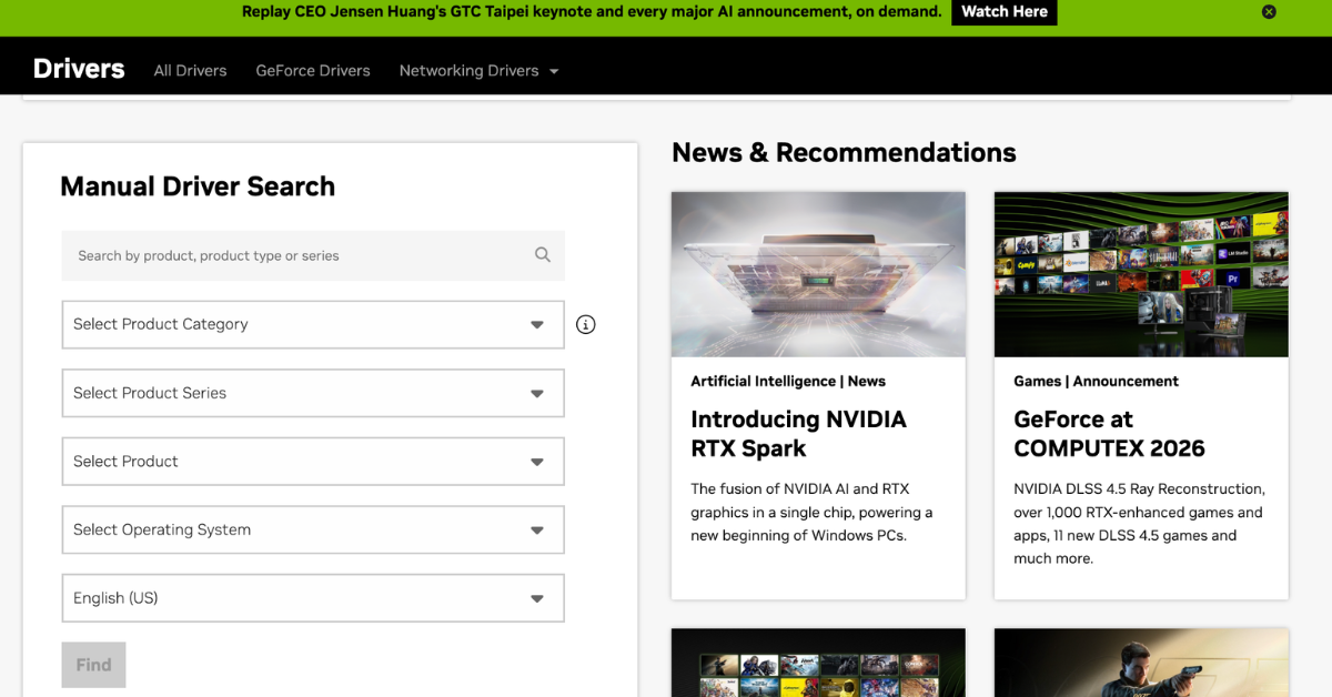 Ручной выбор драйвера NVIDIA